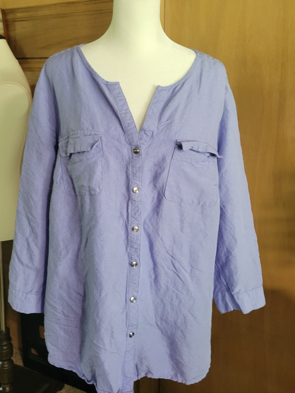 Light Blue Button-Front Women's Shirt